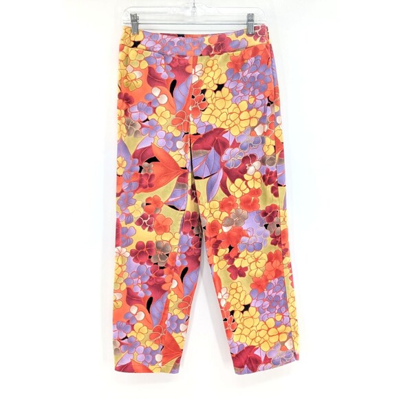 Talbots Petites Stretch Vtg Ankle Capri Floral Colorful Side Zip Pants Size 6 - Picture 1 of 9